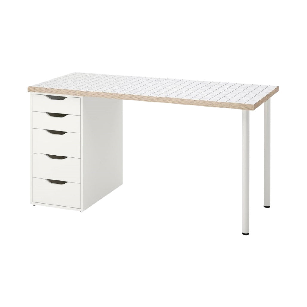 Bureau de travail avec tiroirs en mélamine et métal - 150 x 75 x 74