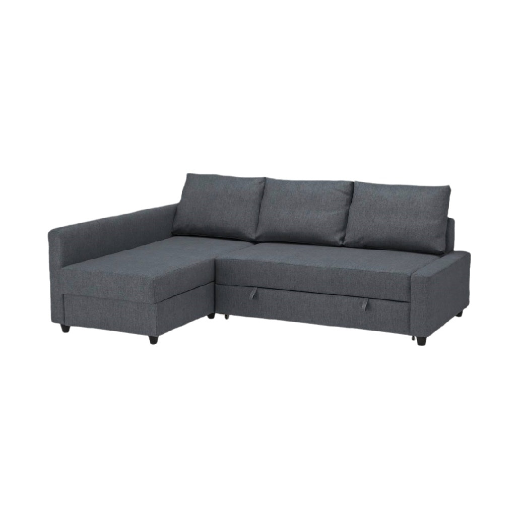 Canapé d'angle avec coffre de rangement en tissu - 210 x 150 x 85